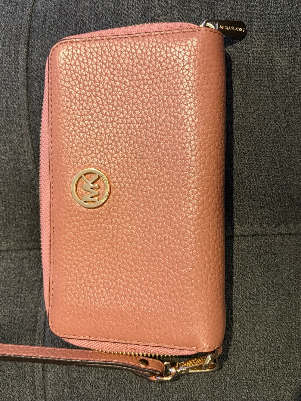 Michael Kors Rose Pink Pebbled Leather Zip Wallet Wristlet